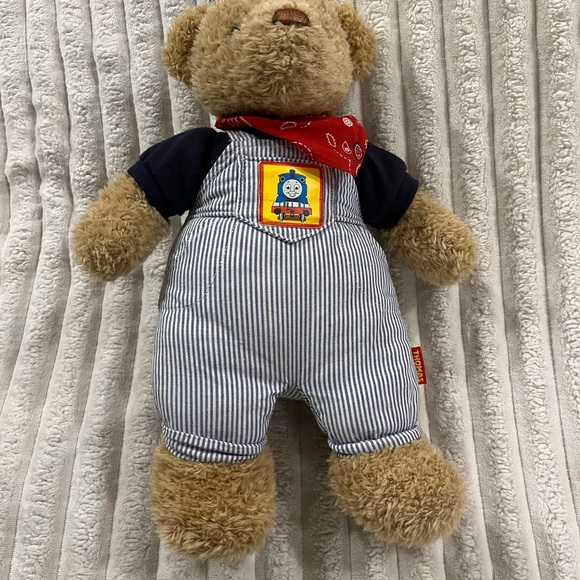 Vintage Thomas the Train Striped Overalls Teddy Bear with Red Bandana Year 2000 - Picture 1 of 6